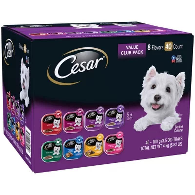 Cesar Canine Cuisine Wet Dog Food, 8 Flavor Variety Pack Classic Loaf in Sauce (3.5 Oz., 40 Ct.)