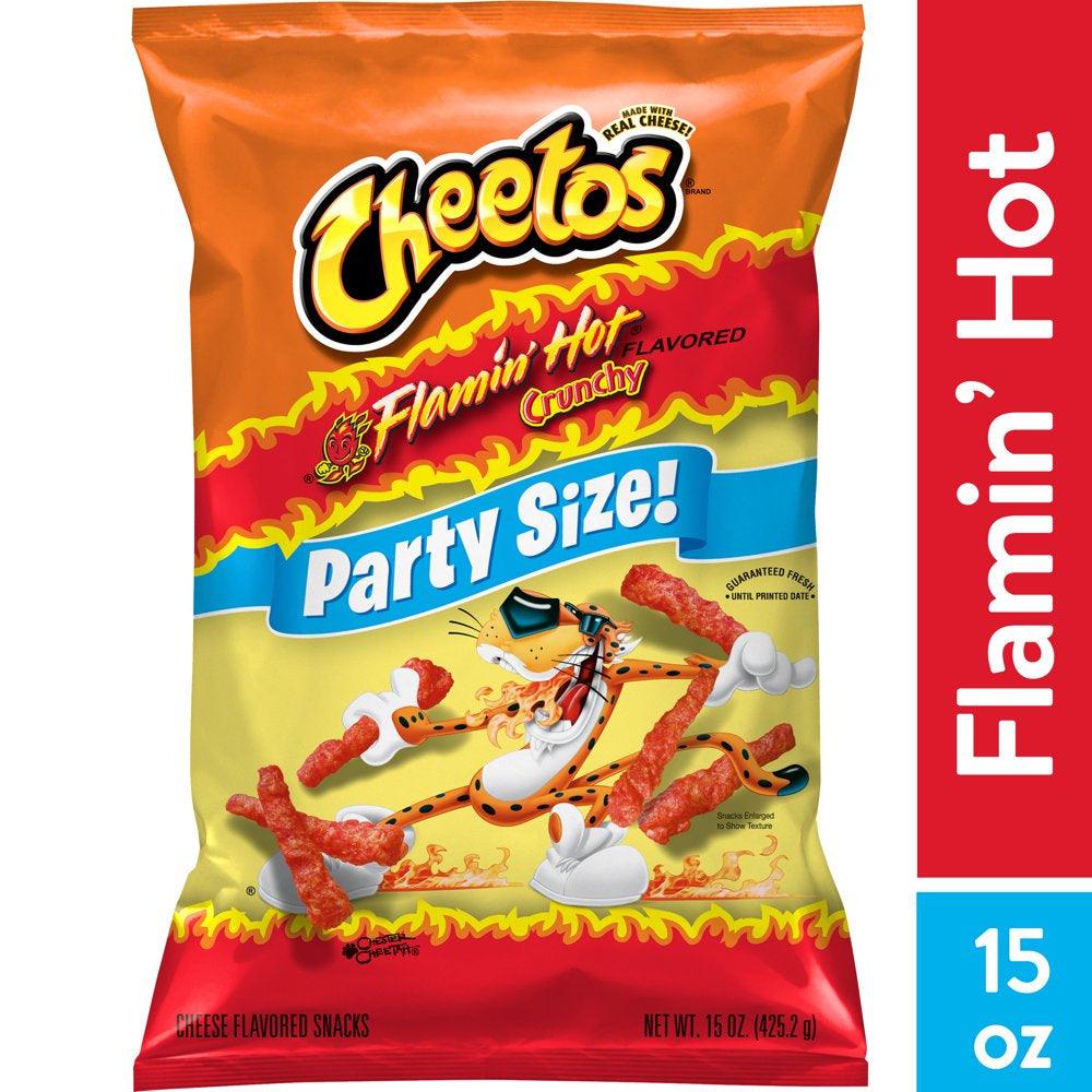 Cheetos Crunchy Flamin' Hot Cheese Flavored Snack Chips, Party Size, 15 Oz Bag