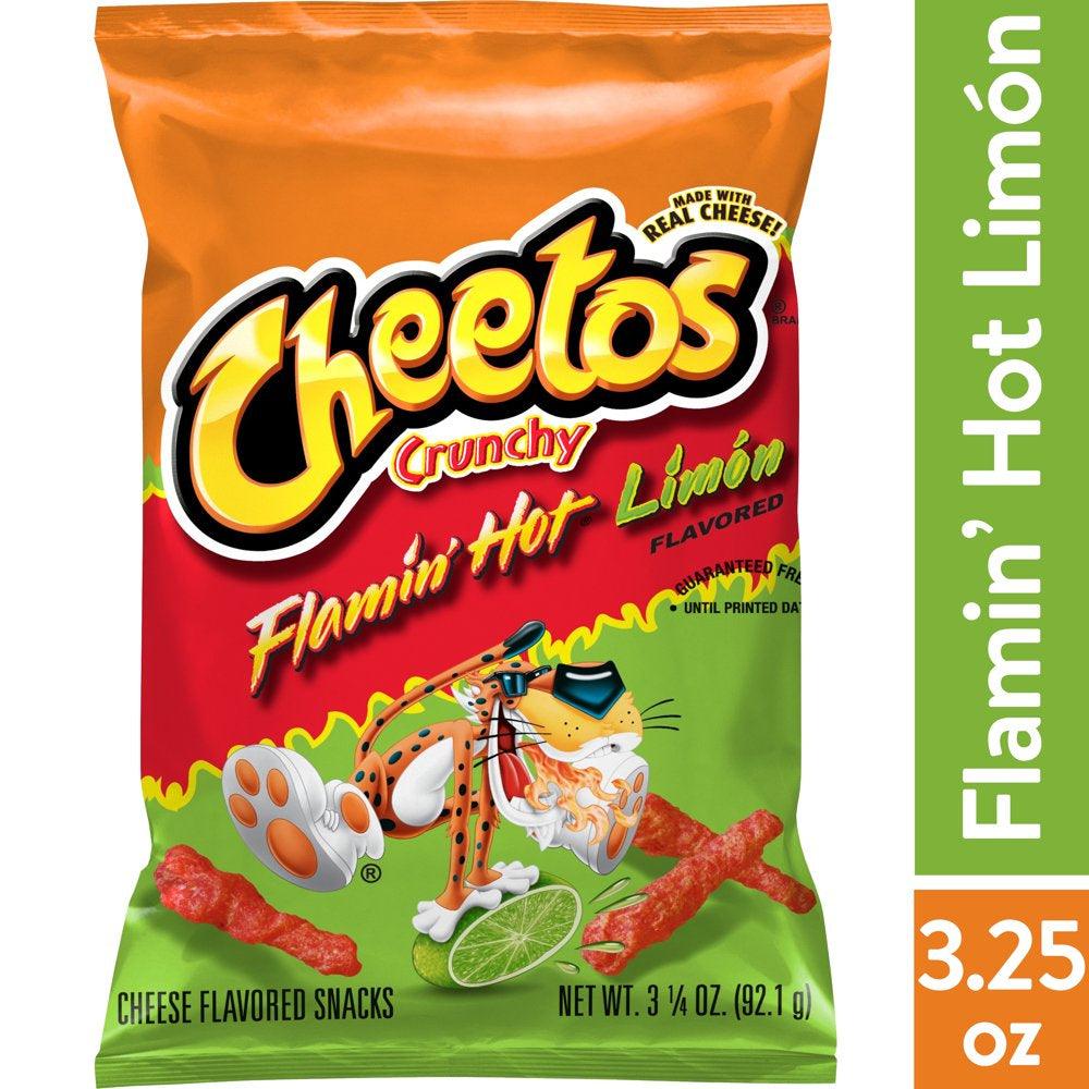 Cheetos Crunchy Flamin' Hot Limon Cheese Flavored Snack Chips, 3.25 Oz Bag