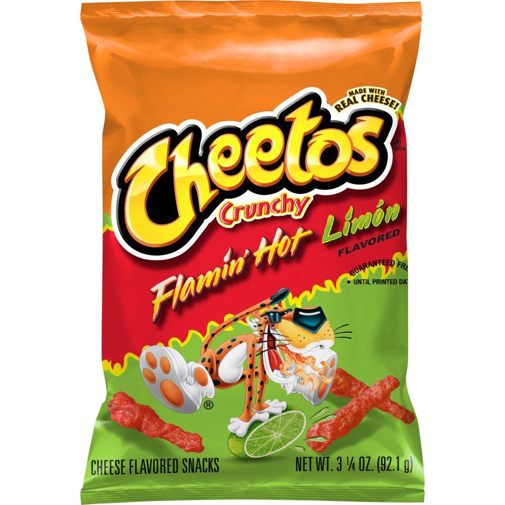 Cheetos Crunchy Flamin' Hot Limon Cheese Flavored Snack Chips, 3.25 Oz Bag