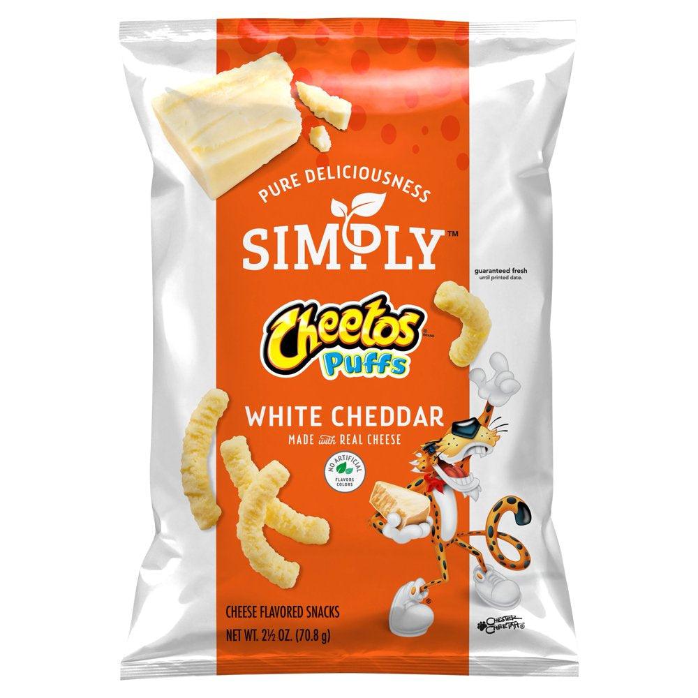 Cheetos Simply Puffs Cheese Flavored Snacks White Cheddar 2.5 Oz
