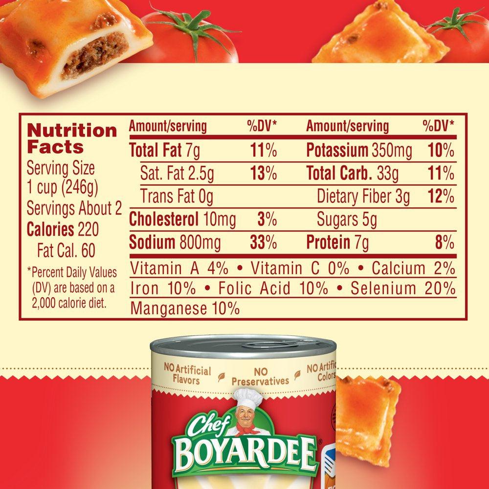 Chef Boyardee Beef Ravioli in Tomato Sauce, Microwave Pasta Lunch Meal, 15 Oz Can