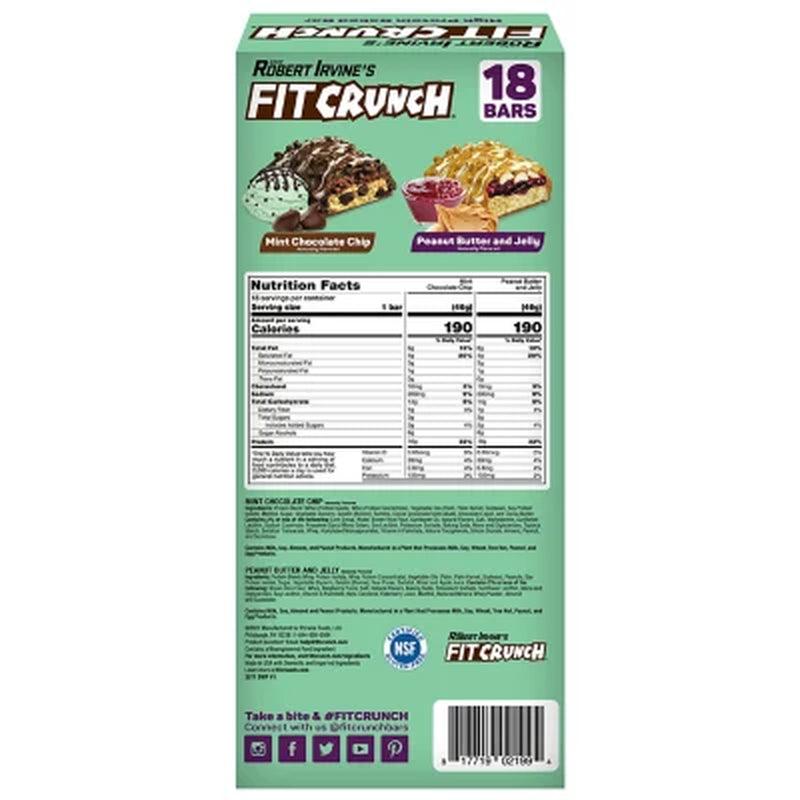 Chef Robert Irvine'S FITCRUNCH Protein Bars Variety Pack, Mint Chocolate Chip and Peanut Butter and Jelly (18 Ct.)