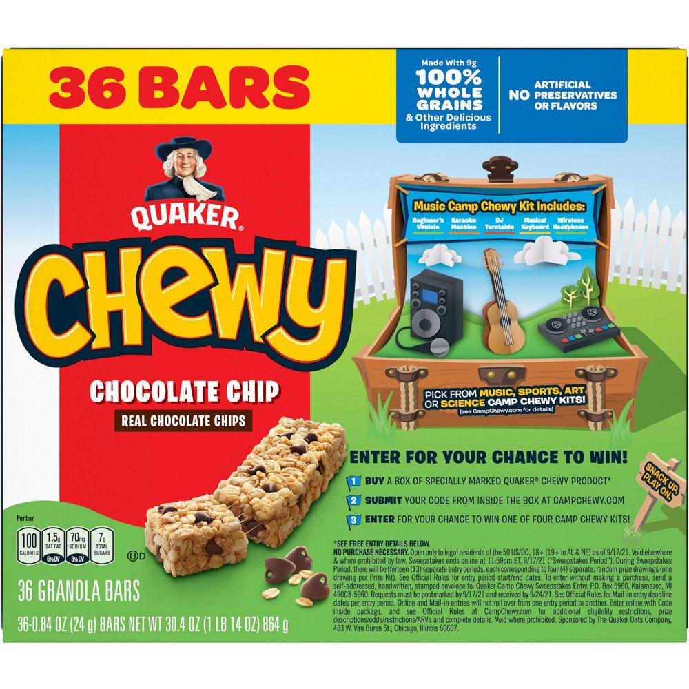 Chewy Chocolate Chip Granola Bars, 0.84 Oz, 36 Count