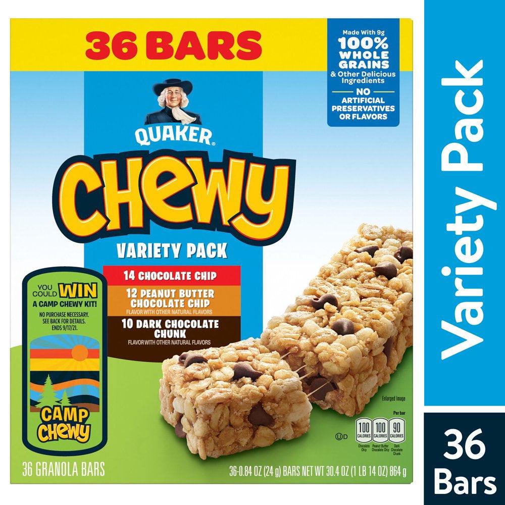 Chewy Granola Bars, 3 Flavor Variety Pack, 36 Count