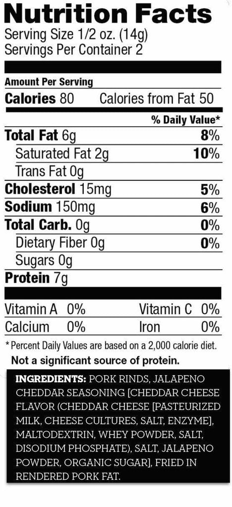 Chicharrones Fried Pork Rinds Jalapeno Cheddar -- 2.5 Oz