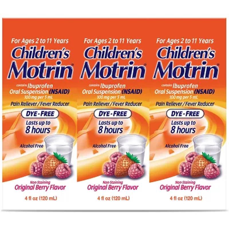 Children'S Motrin Oral Suspension, Berry (4 Oz., 3 Pk.)