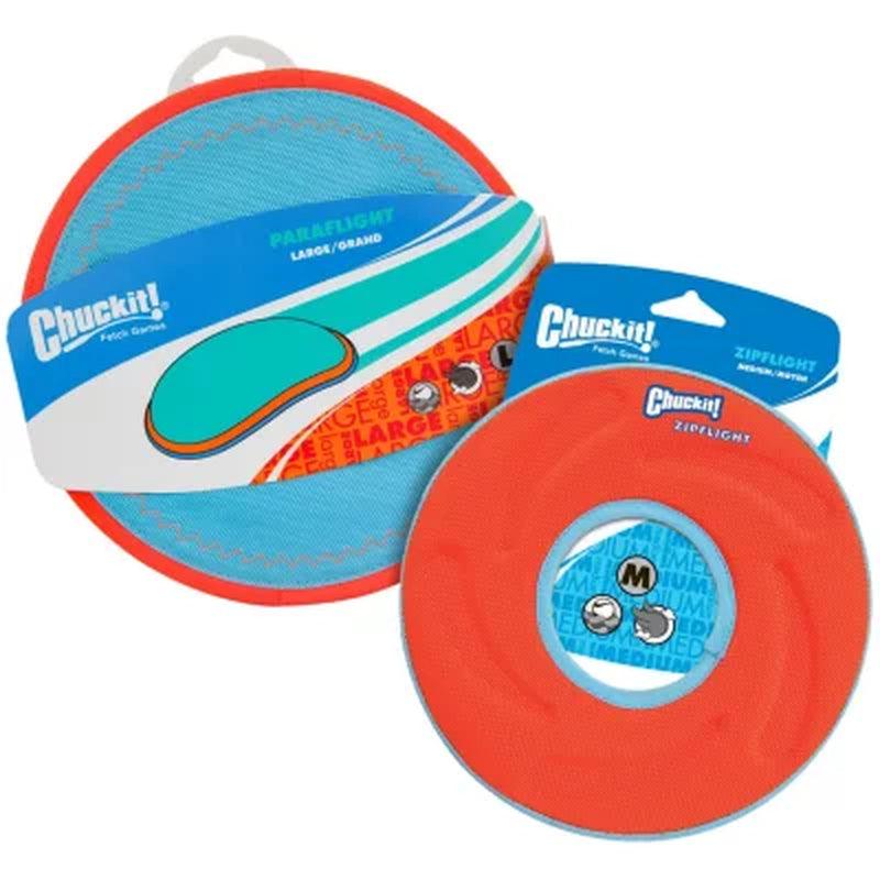 Chuckit! Paraflight Large and Zipflight Medium Dog Toy Bundle