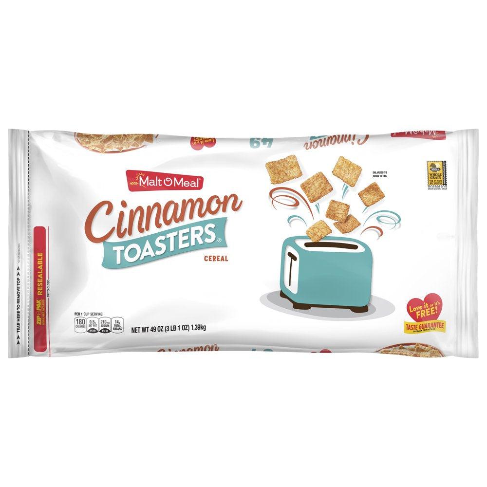 Cinnamon Toasters Breakfast Cereal, Cinnamon Cereal Squares, 49 Oz Resealable Cereal Bag