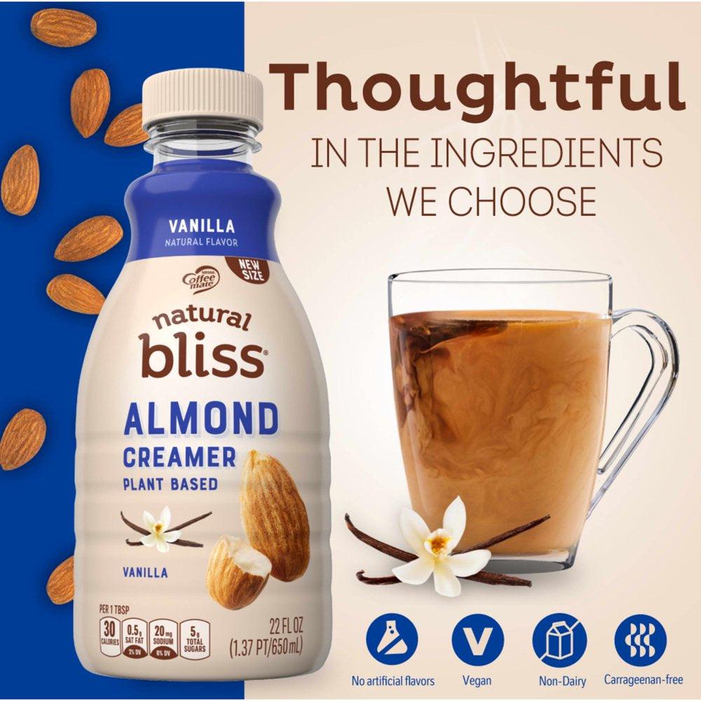 Coffee Mate Natural Bliss Plant Based Vanilla Flavored Almond Creamer, 22 Fl Oz