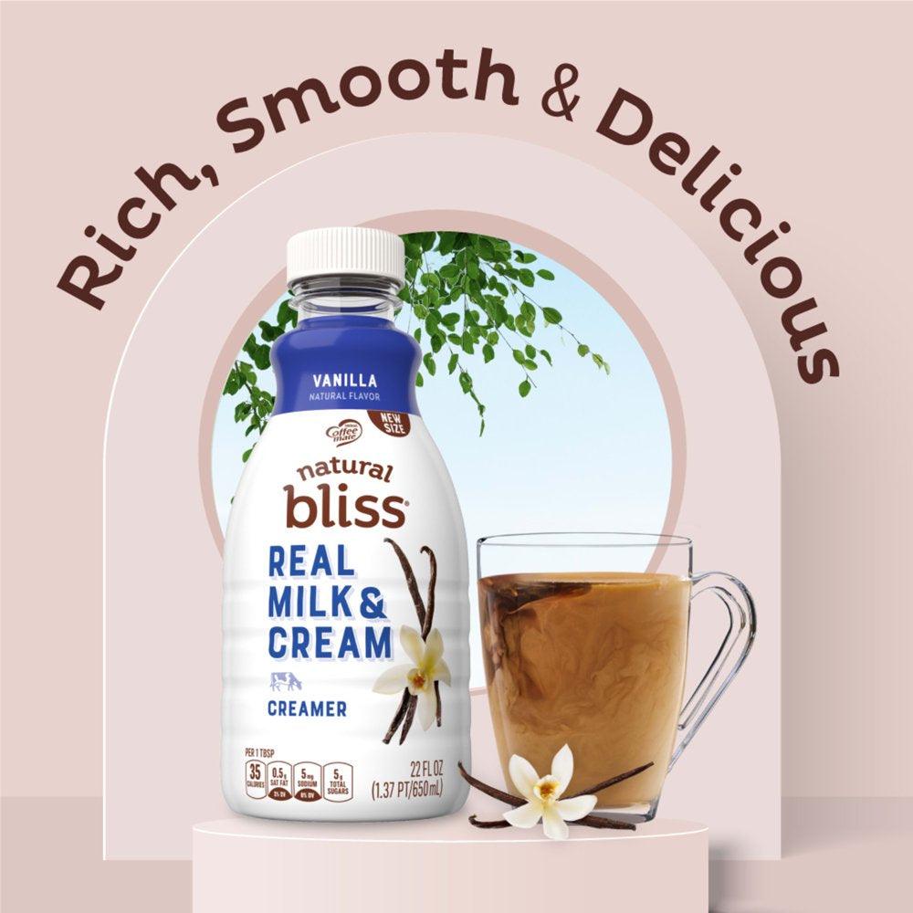 Coffee Mate Natural Bliss Real Milk & Cream Vanilla Flavored Coffee Creamer, 22 Fl Oz