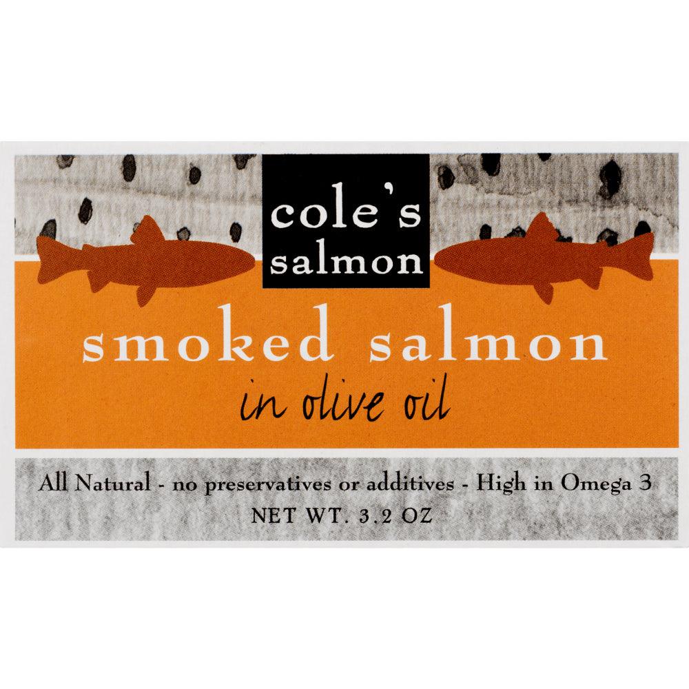 Coles Smoked Salmon in Olive Oil 3.2 Oz - Fish Fillet, High Protein, Canned , Skinless, Boneless, Gluten-Free