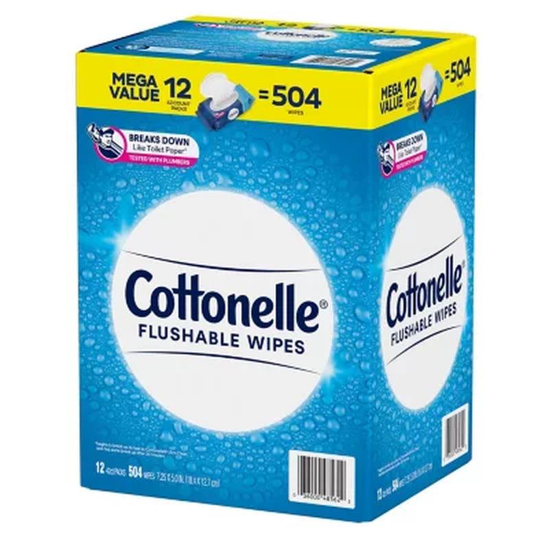 Cottonelle Fresh Care Flushable Wet Wipes, 12 Flip Top Packs (42 Wipes/Pk., 12 Pk.)