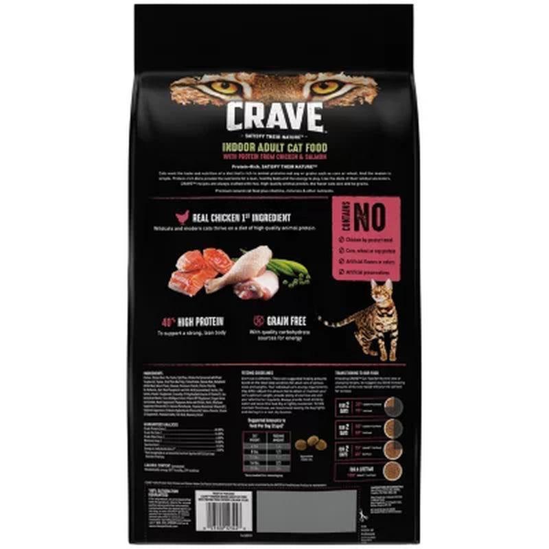 Crave Indoor Adult High-Protein Grain-Free Dry Cat Food, Chicken & Salmon (10 Lbs.)