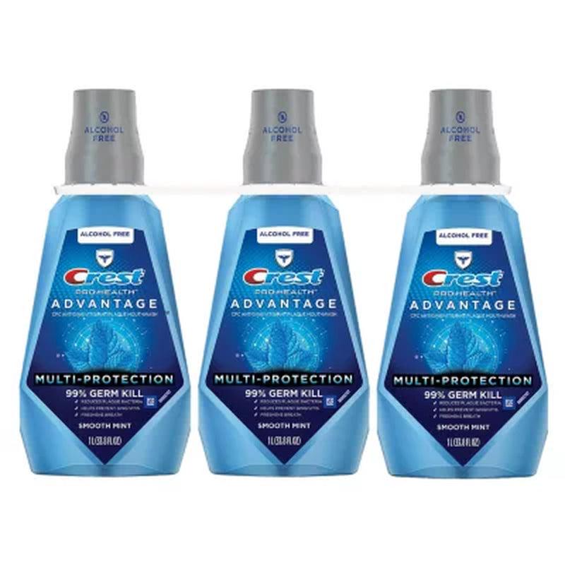 Crest Pro-Health Advantage Multi-Protection Mouthwash, Smooth Mint (33.8 Fl. Oz., 3 Pk.)