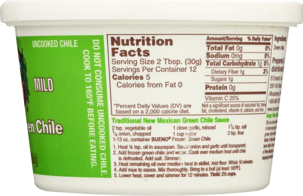 Bueno Foods Mild Chopped Green Chile, 13 Oz (Frozen)