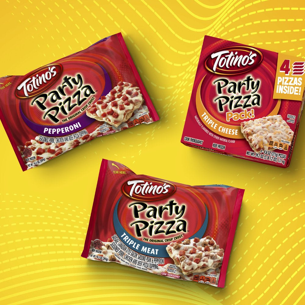 Totino'S Party Pizza, Triple Cheese Flavored, Frozen Snacks, 9.8 Oz, 1 Ct