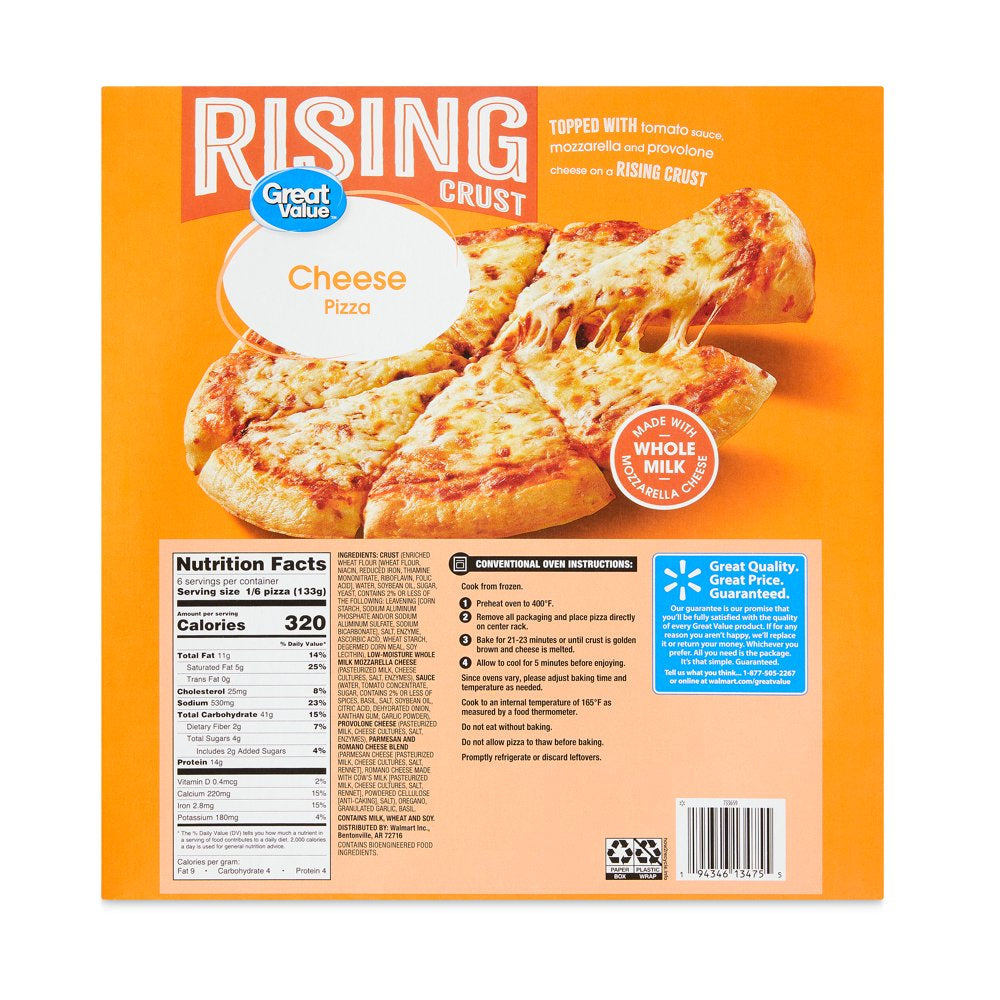 Great Value Rising Crust Cheese Pizza, 28.10 Oz (Frozen)