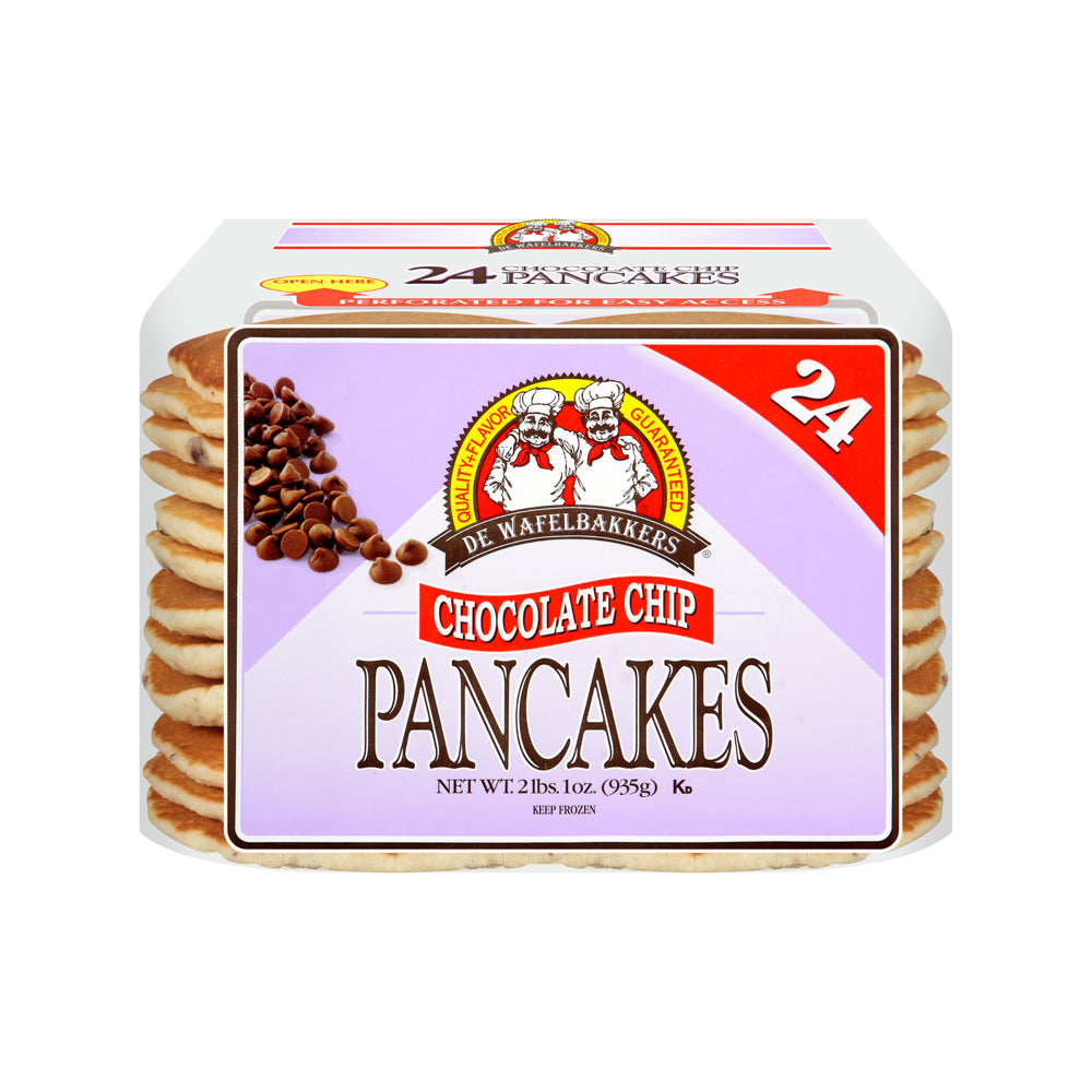 De Wafelbakkers Chocolate Chip Pancakes, 33 Oz, 24 Count Bag (Frozen)