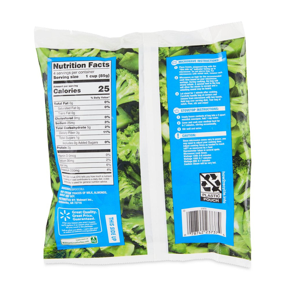 Great Value Frozen Broccoli Cuts, 12 Oz Steamable Bag