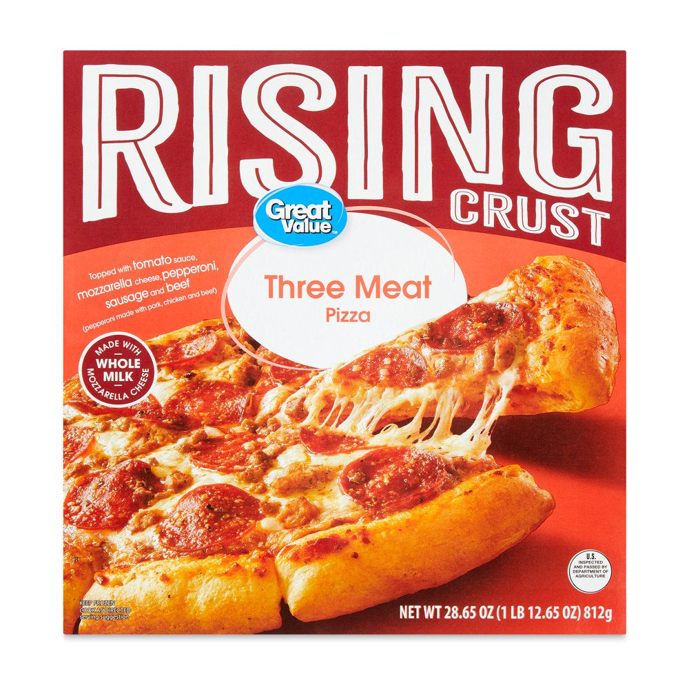 Great Value Rising Crust Three Meat Pizza, 29.45 Oz (Frozen)