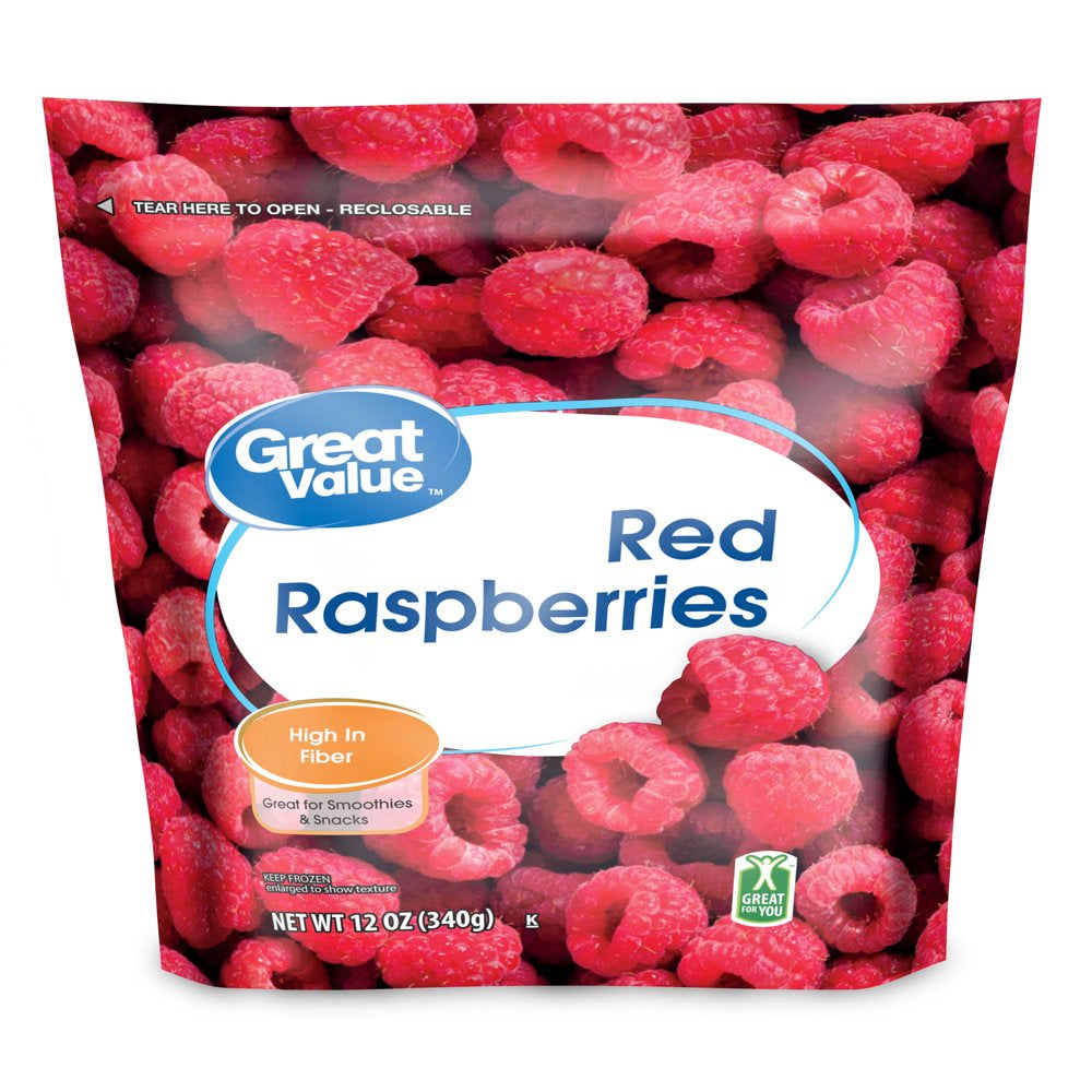 Great Value Frozen Whole Red Raspberries, 12 Oz