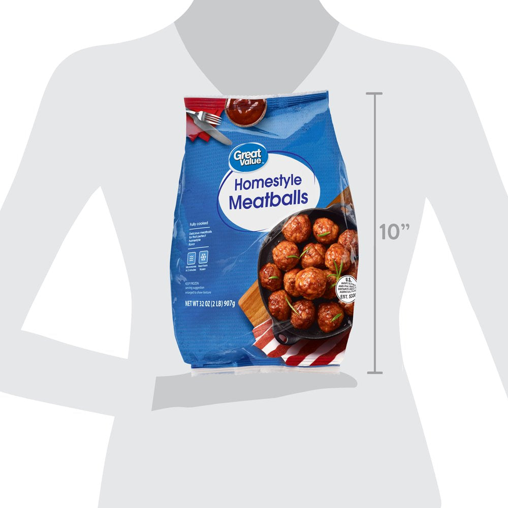 Great Value Fully Cooked Homestyle Meatballs, 32 Oz (Frozen)