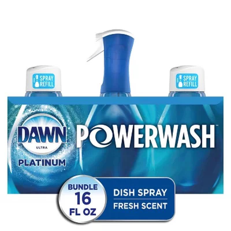 Dawn Platinum Powerwash Dish Spray & Refill Set, Fresh Scent (1 Spray + 2 Refills)