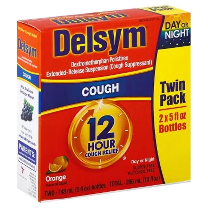 Delsym Adult Liquid Cough Suppressant, Orange (2 Pk., 5 Fl. Oz./Pk.)