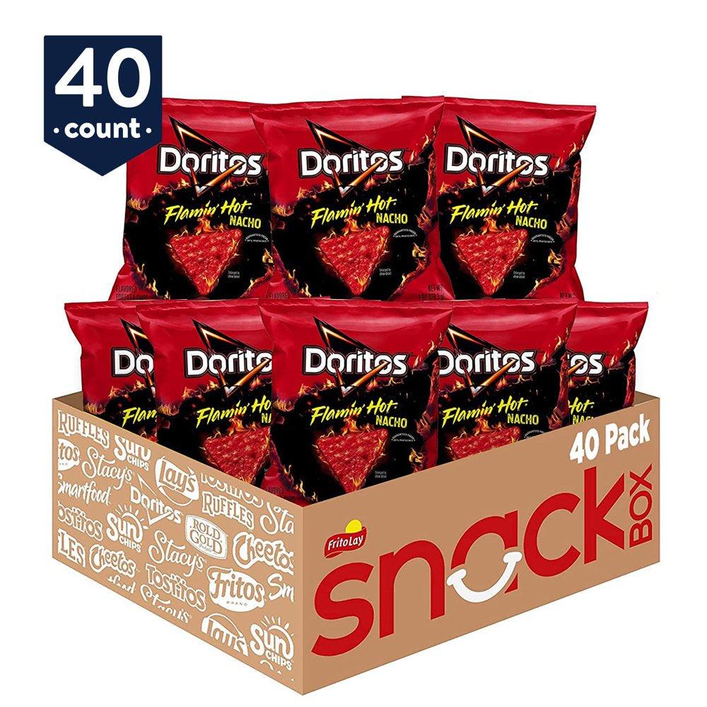 Doritos Flamin' Hot Nacho Tortilla Chips Snack Pack, 1 Oz Bags, 40 Count