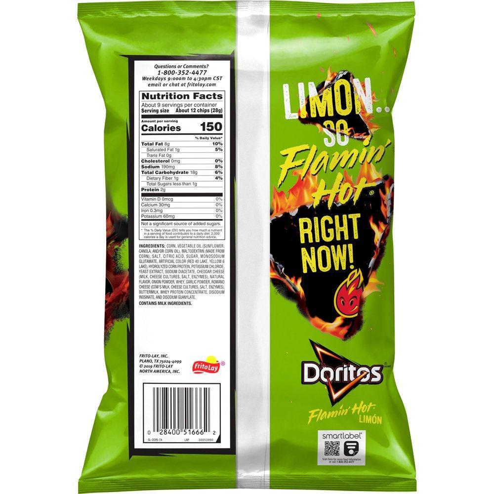 Doritos Flavored Tortilla Chips Flamin' Hot Limon 9.25 Oz