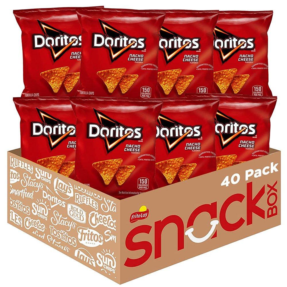 Doritos Nacho Cheese Flavored Tortilla Chips, 1 Oz Bags, 40 Count