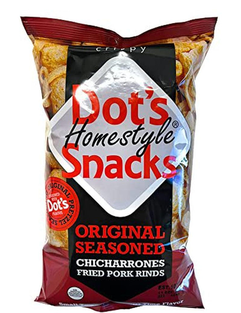 Dot'S Homestyle Snacks Original Seasoned Chicharrones Fried Pork Rinds, 4 Oz Snack Size Bag