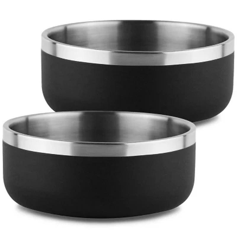 Double-Walled 2 Pk. Dog Bowl W/ Silicone Feet, 3 Cups (Choose Color)