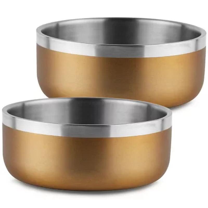 Double-Walled 2 Pk. Dog Bowl W/ Silicone Feet, 3 Cups (Choose Color)