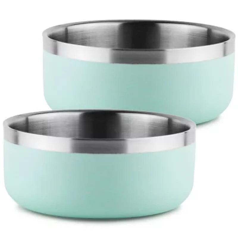 Double-Walled 2 Pk. Dog Bowl W/ Silicone Feet, 5 Cups (Choose Color)