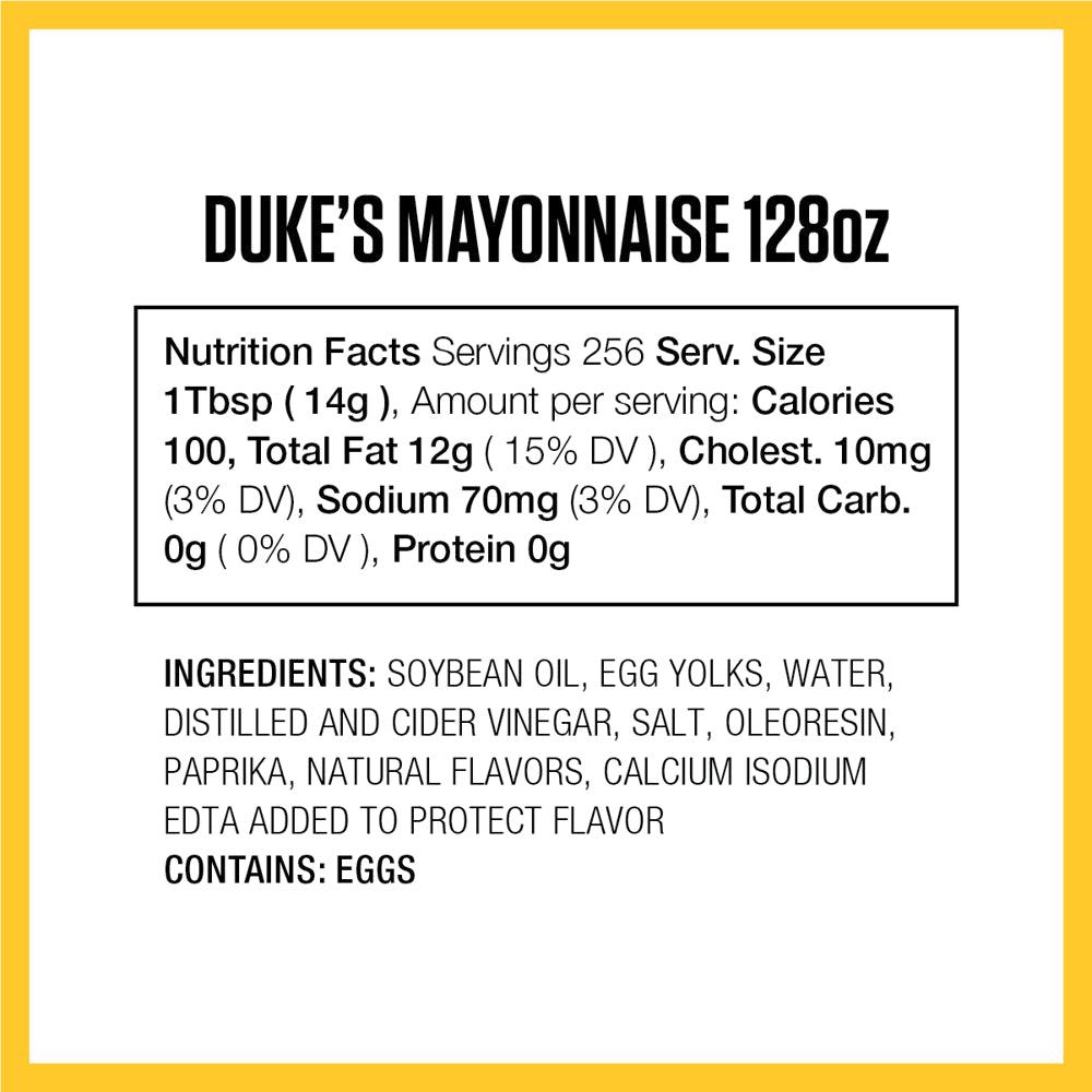 Duke'S Real Mayonnaise, 128 Oz Jar