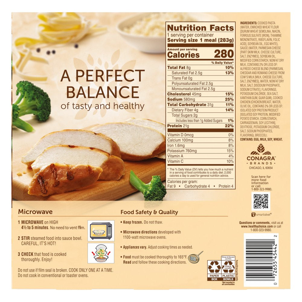 Healthy Choice Café Steamers Chicken Fettuccini Alfredo Frozen Meal, 10 Oz. Bowl