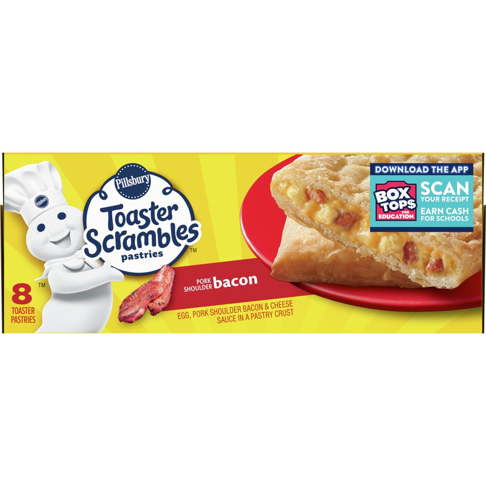 Pillsbury Bacon Toaster Scrambles, Frozen Breakfast Pastries, 8 Ct., 14.4 Oz.