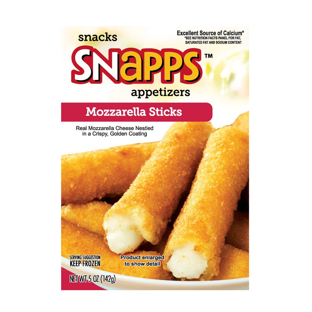 Snapps Frozen Appetizers Mozzarella Cheese Sticks, 5 Oz Box