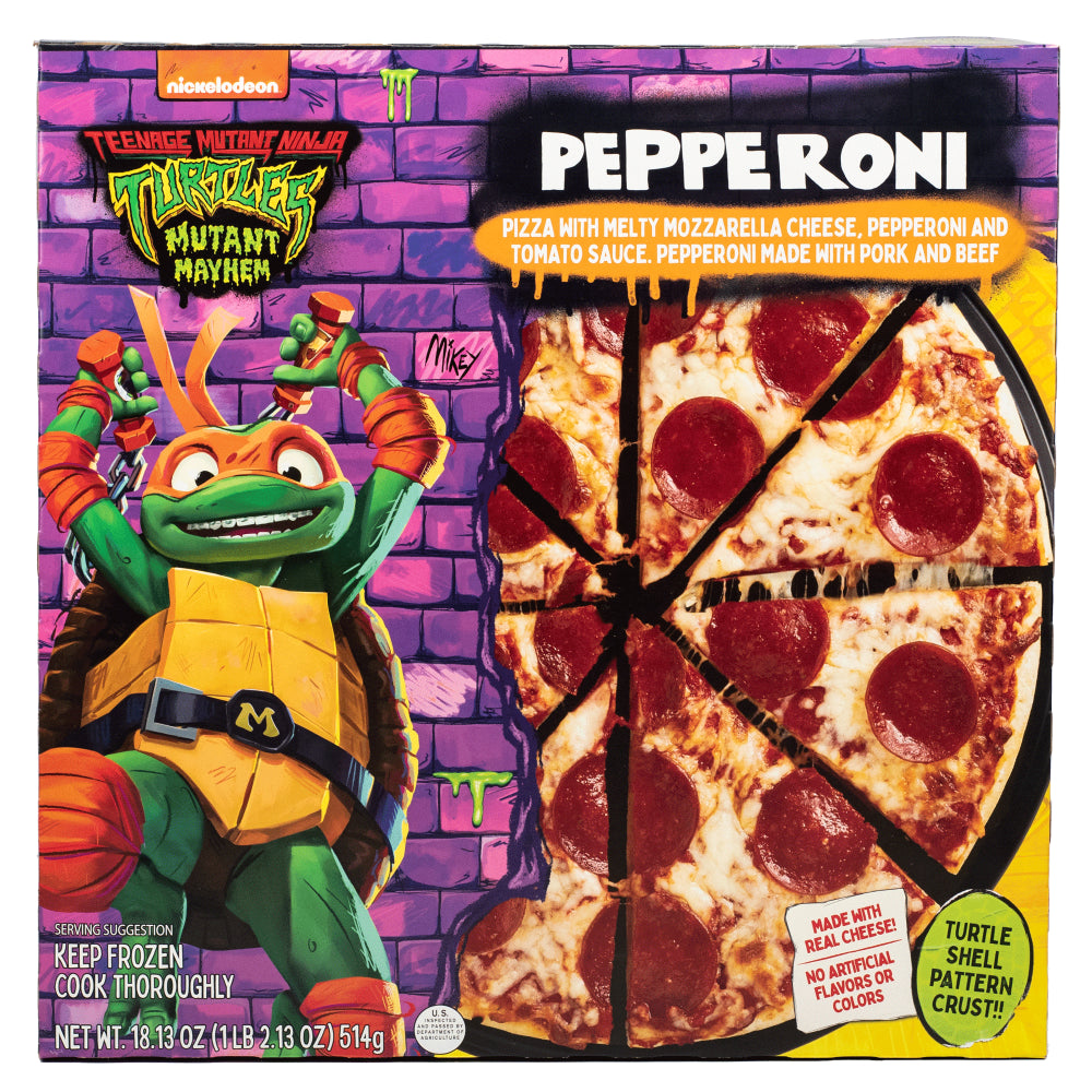 Teenage Mutant Ninja Turtles Pepperoni Pizza, Marinara Sauce, Turtle Shell Pattern Crust, 18.13Oz (Frozen)