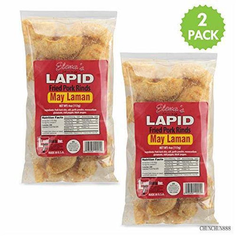 Elenas Lapid Fried Pork Rinds May Laman Flavor Pack of 2