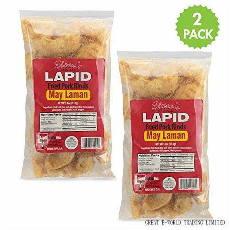 Elenas Lapid Fried Pork Rinds May Laman Flavor Pack of 2