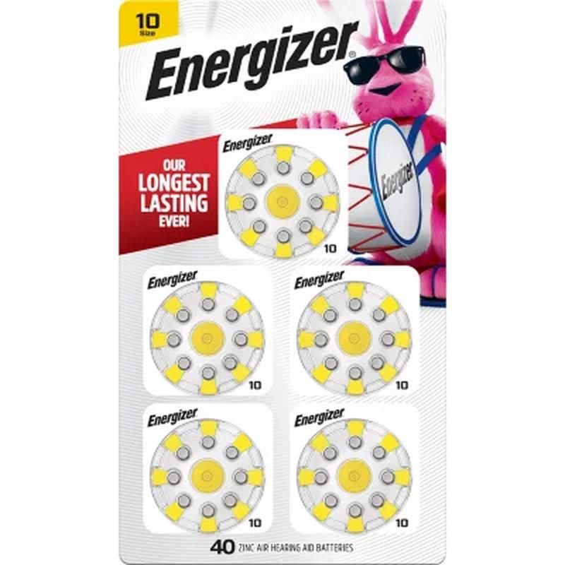 Energizer Hearing Aid Batteries Size 10, Yellow Tab, 40 Pack