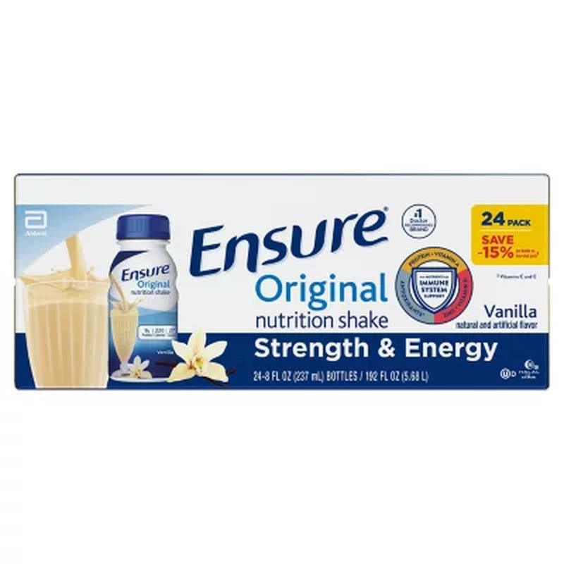 Ensure Original Nutrition Shake, Small Meal Replacement Shake, Vanilla (8 Fl. Oz., 24 Ct.)