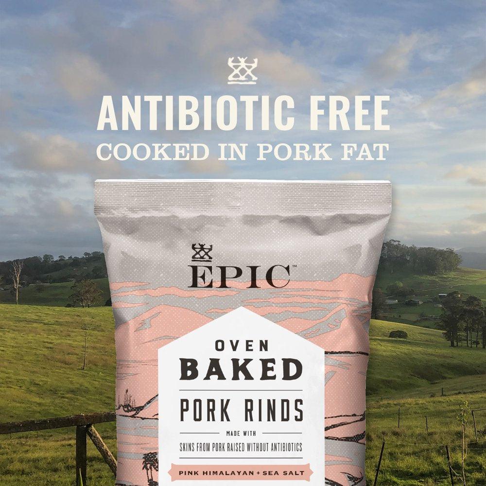 EPIC Pink Himalayan & Sea Salt Baked Pork Rinds, Keto Friendly, 2.5 Oz