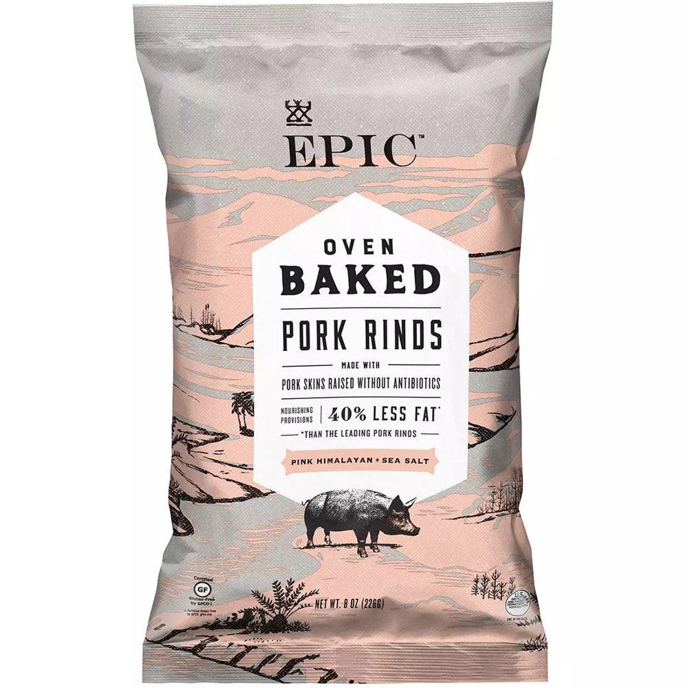 EPIC Pink Himalayan + Sea Salt Oven Baked Pork Rinds, Keto Friendly