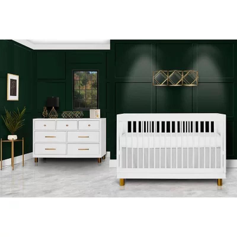 Evolur Loft Art Deco 3-In-1 Convertible Crib in White