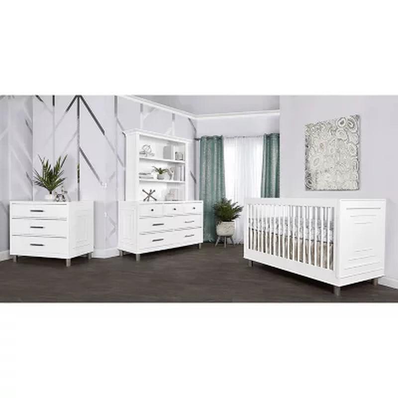 Evolur Loft Art Deco 3-In-1 Convertible Crib in White