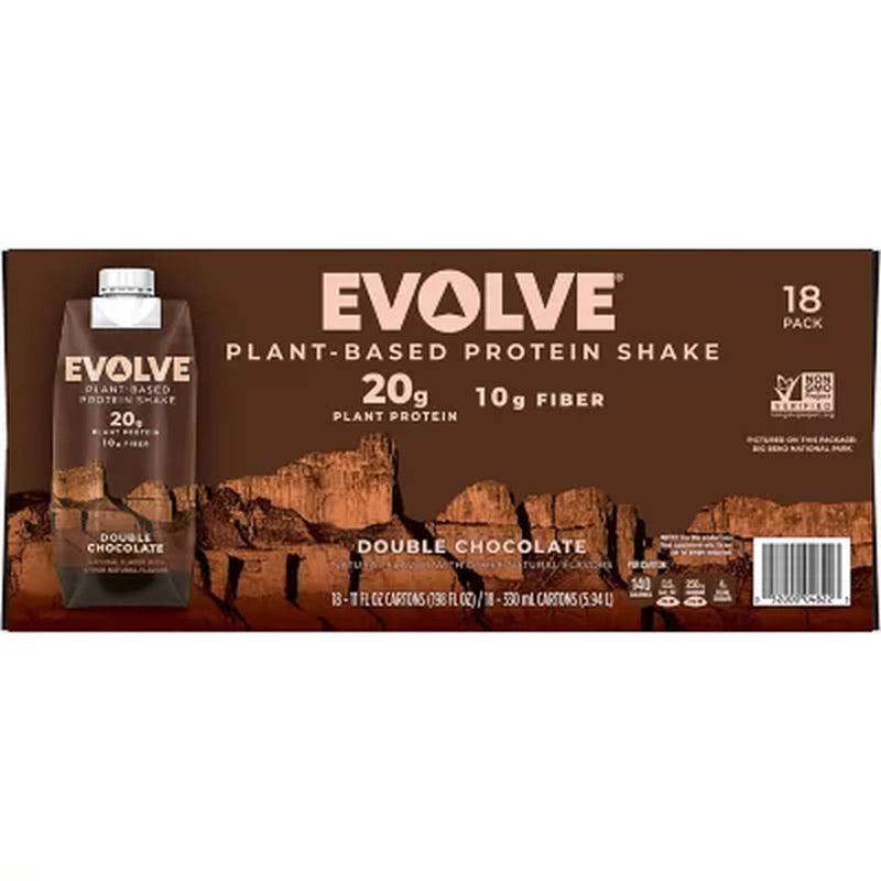 Evolve Plant Based Protein Shake, Double Chocolate (11 Fl. Oz., 18 Pk.)